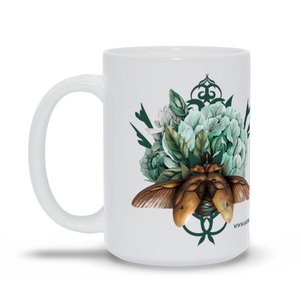 Personalized Coffee Mug with Steampunk Beetle