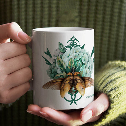 Personalized Coffee Mug with Steampunk Beetle