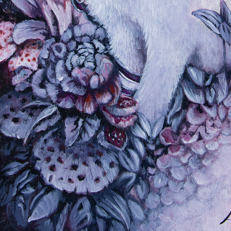 Original Acrylic Painting with Bunny and Mushrooms