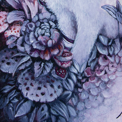 Original Acrylic Painting with Bunny and Mushrooms