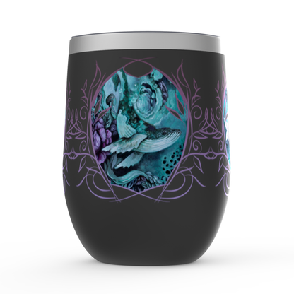 Stemless Insulated Wine Tumbler - Whale and Mushrooms