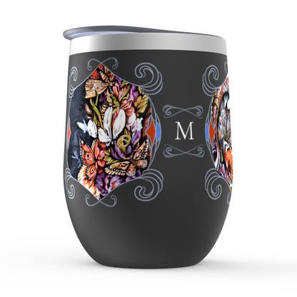 Wine Tumbler with Koi and Flowers, Personalizable