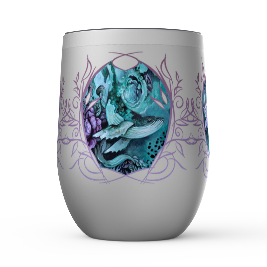 Stemless Insulated Wine Tumbler - Whale and Mushrooms