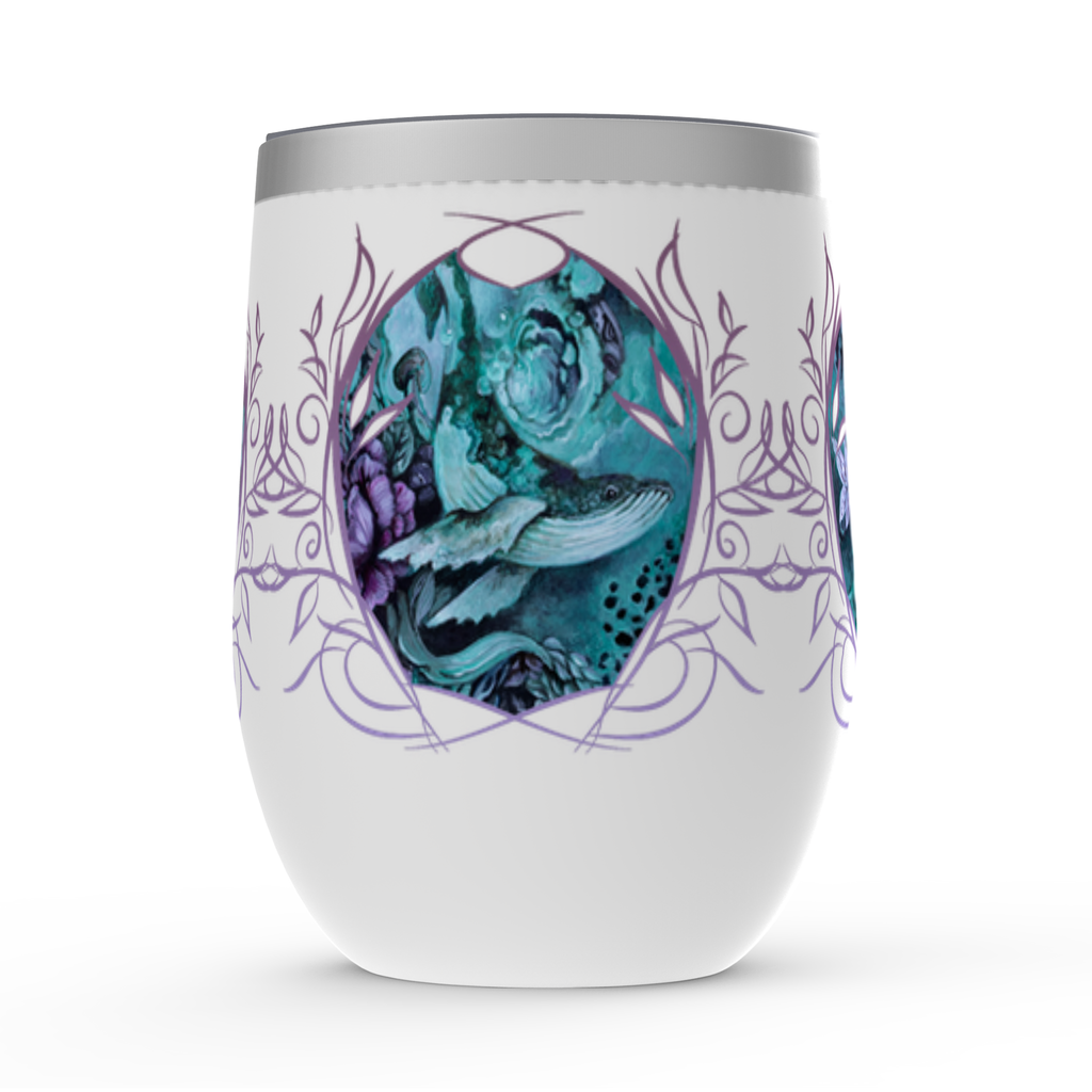 Stemless Insulated Wine Tumbler - Whale and Mushrooms