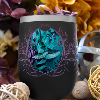 Stemless Insulated Wine Tumbler - Whale and Mushrooms