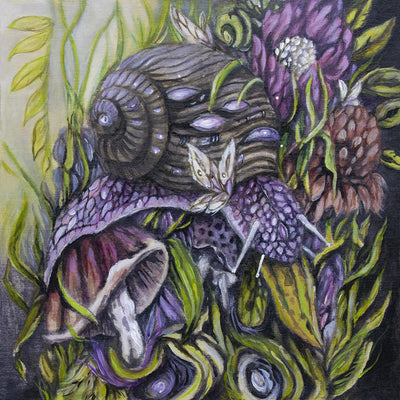 Snail and mushrooms print