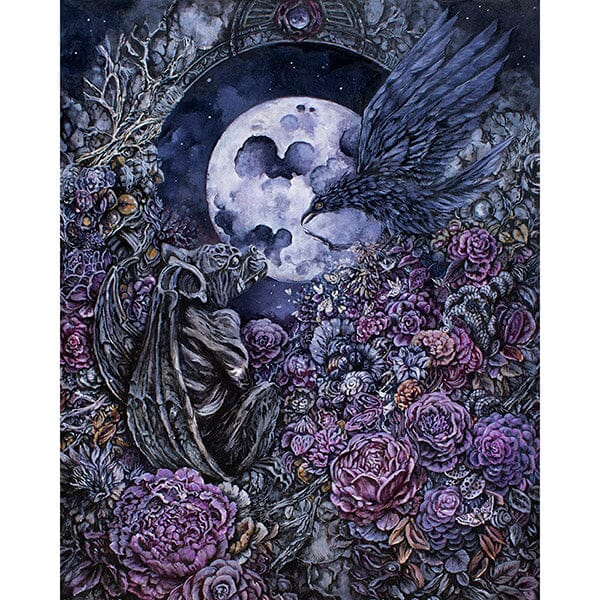 Fantasy Art Print Moon, Raven and Gargoyle prints AK Organic Abstracts 