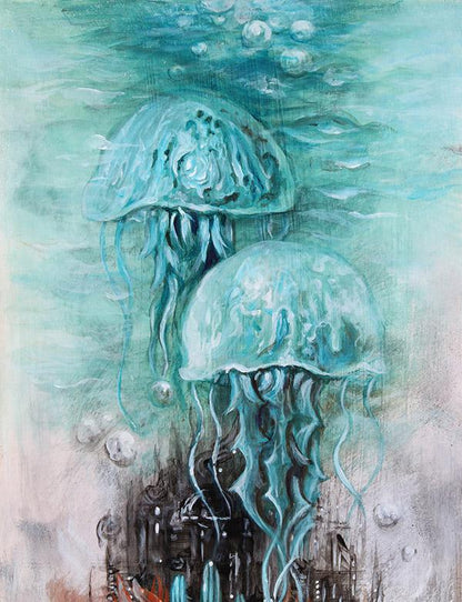 Fantasy Art Whimsical Jellyfish Print, Surreal Art Digital Print prints AK Organic Abstracts 
