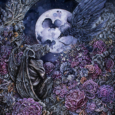 Moon, Raven and Gargoyle Fantasy Art Print