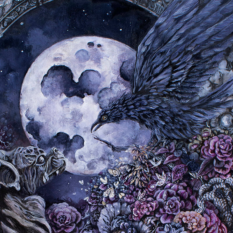 Moon, Raven and Gargoyle Fantasy Art Print prints AK Organic Abstracts 