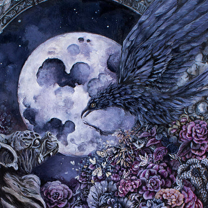 Moon, Raven and Gargoyle Fantasy Art Print prints AK Organic Abstracts 