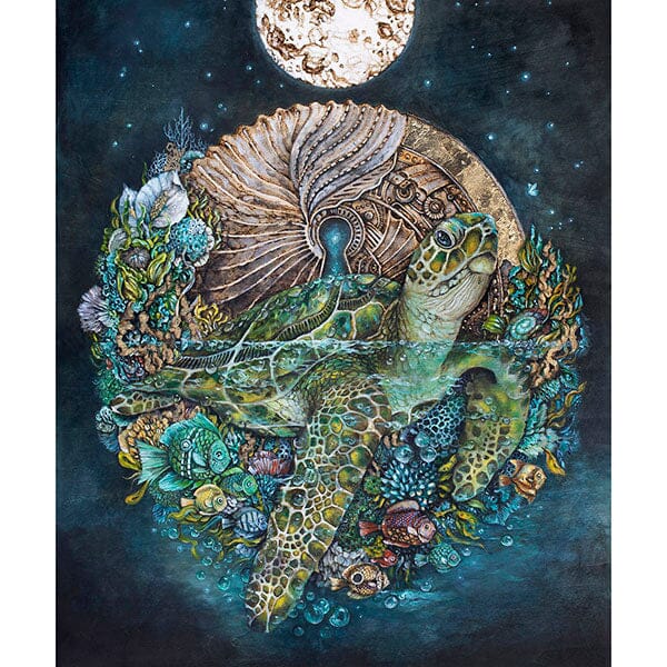 Steampunk Art Print with Sea Turtle