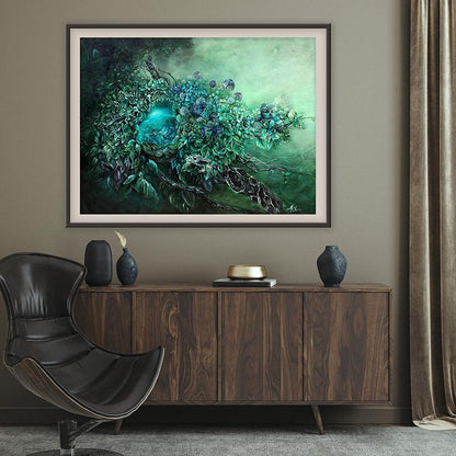 Steampunk Art Hummingbird Forest Scifi Art Print "The Forgotten" prints AK Organic Abstracts 
