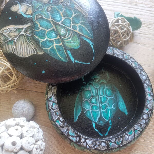 Steampunk Beetle Jewelry Box originalpainting AK Organic Abstracts 