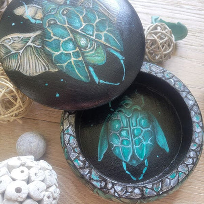 Steampunk Beetle Jewelry Box originalpainting AK Organic Abstracts 