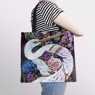 Steampunk Crane and Mushrooms Tote tote AK Organic Abstracts 