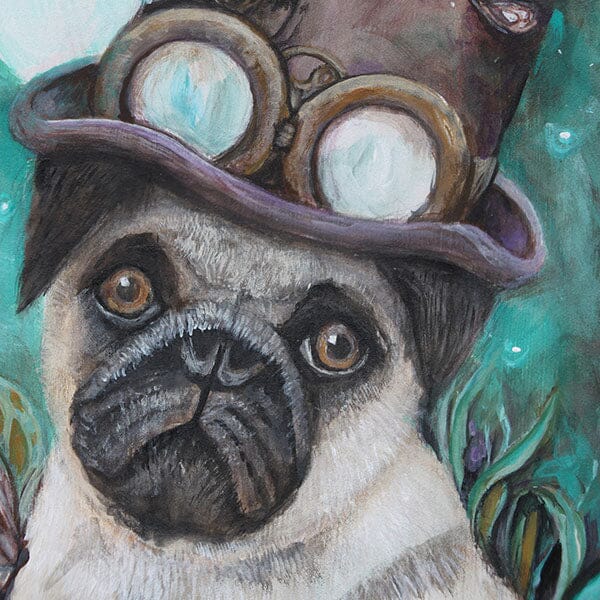 Steampunk Decor Pug Puppy Art Print prints AK Organic Abstracts 