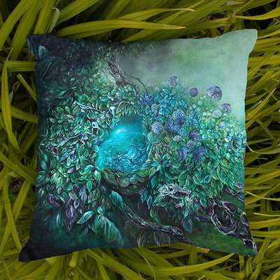 Steampunk Ethereal Forest Fantasy Print Outdoor Pillow pillow AK Organic Abstracts 