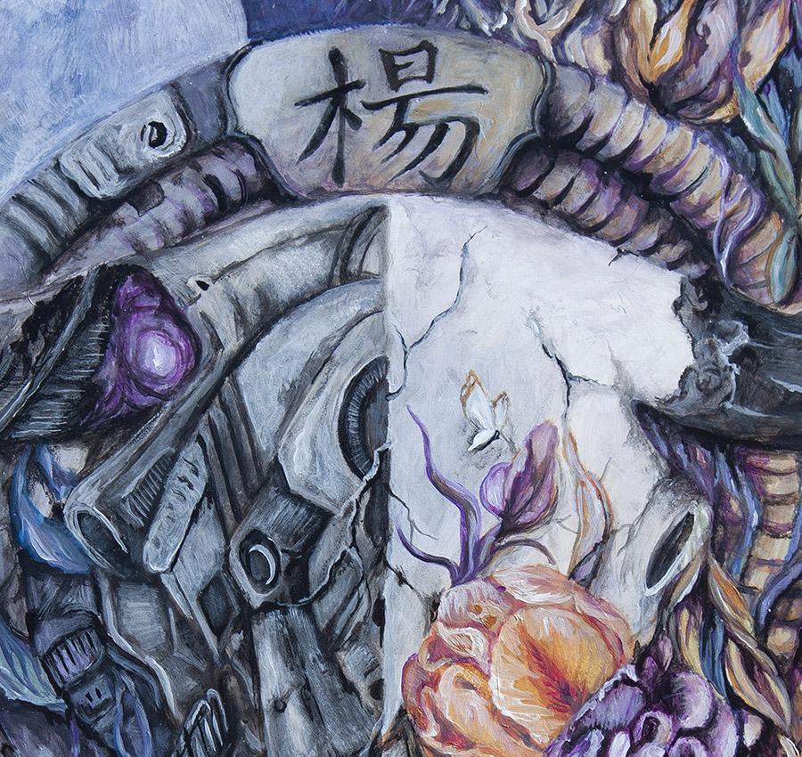 Steampunk Fantasy Art Print Ox Skull with Flowers "Ox-eee-moron" prints AK Organic Abstracts 