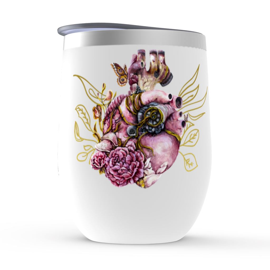 Steampunk Heart Stainless Steel Wine Tumbler drinkware AK Organic Abstracts 