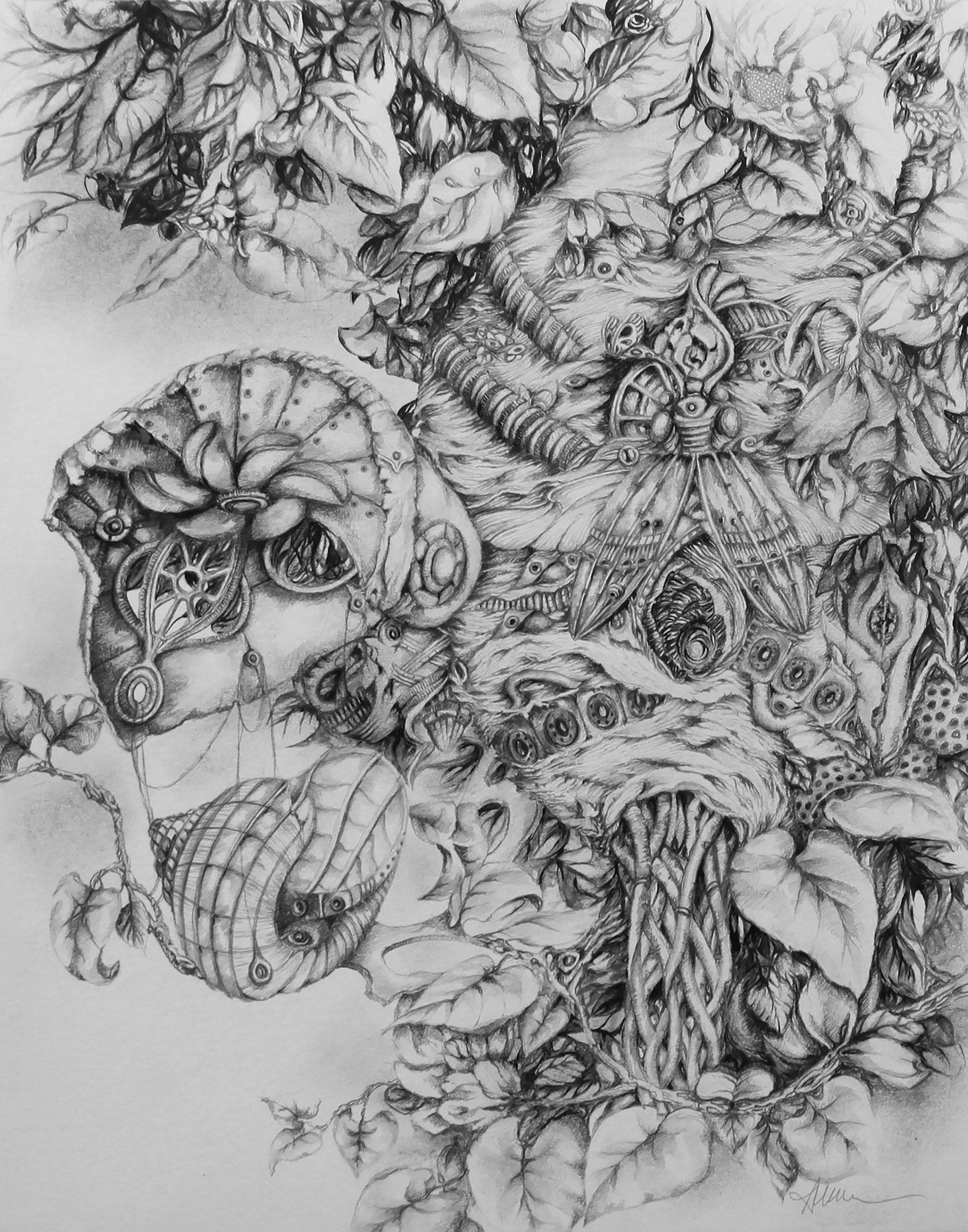 Steampunk Illustration Fine Art Print "Interpretations II" AK Organic Abstracts 