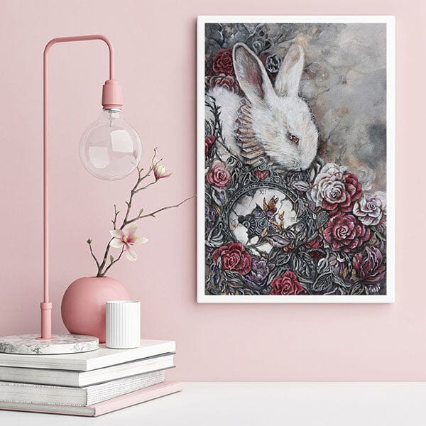 Steampunk Scifi Bunny and Roses Print prints AK Organic Abstracts 