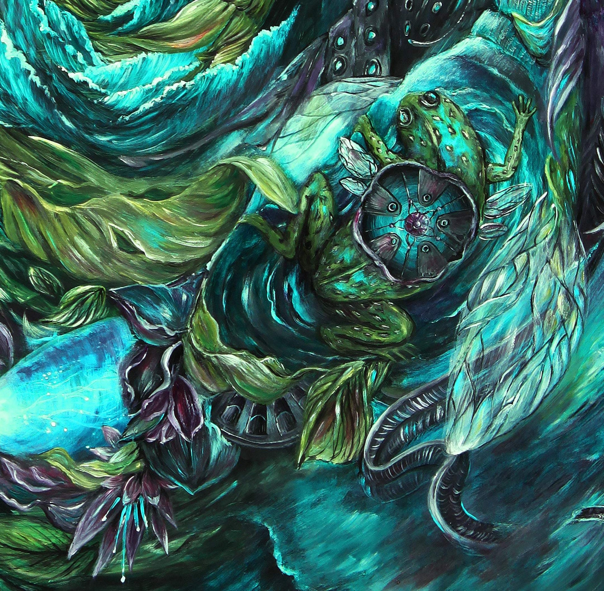 Steampunk Scifi Fish And Frog Fantasy Art Print "Chimera" prints AK Organic Abstracts 