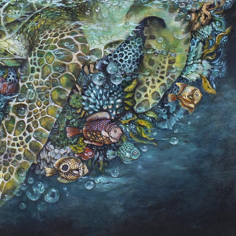 Steampunk Sea Turtle Fantasy Art Print, Surreal Wall Art prints AK Organic Abstracts 