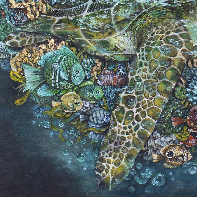 Steampunk Art Print with Sea Turtle