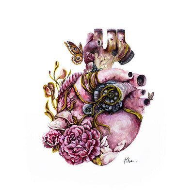 Valentine Steampunk Heart Original Acrylic Painting originalpainting AK Organic Abstracts 