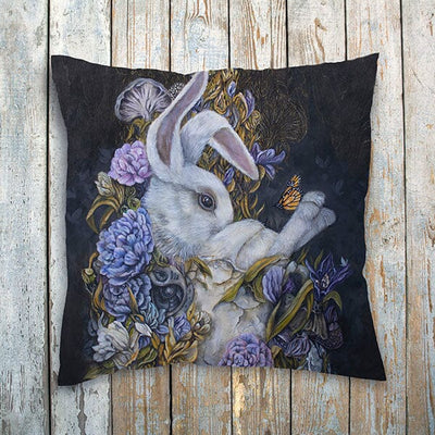 White Rabbit and Teacup Animal Print Outdoor Pillow pillow AK Organic Abstracts 