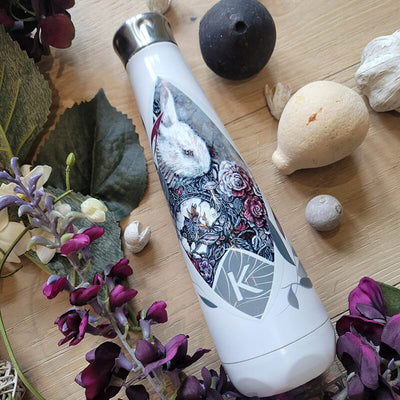 White Rabbit Personalized Water Bottle - Peristyle Water Bottle drinkware AK Organic Abstracts 