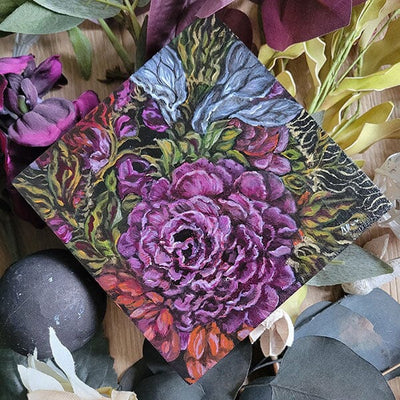 Wild Rose Original Painting and Wood Burning originalpainting AK Organic Abstracts 