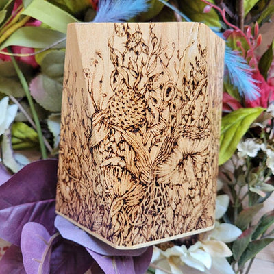 Woodburned Mushroom Vase originalpainting AK Organic Abstracts 